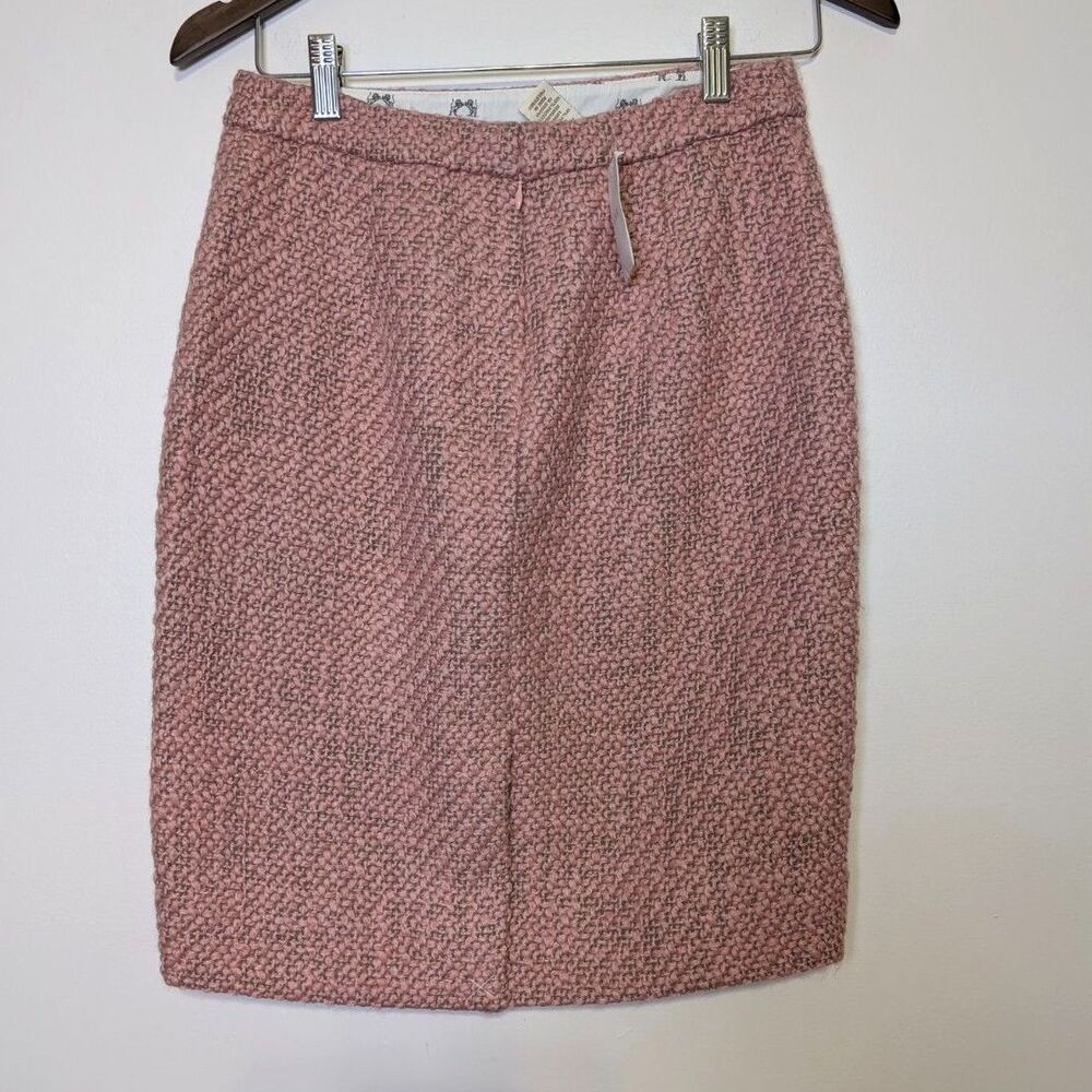 J.Crew Petite 2 Pink Bouclé Wool Blend Pencil Skirt Cottagecore Office Siren NWT - Picture 3 of 8